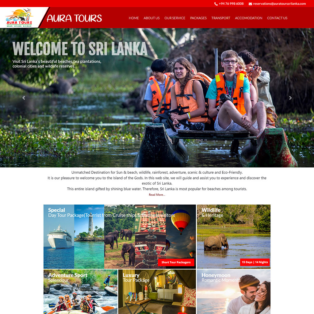 Auratours Sri Lanka - New website design