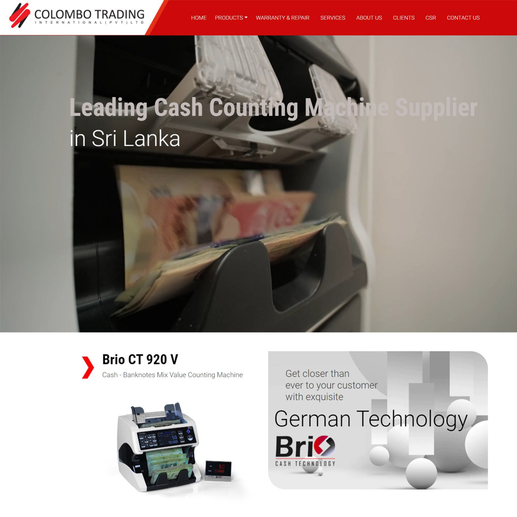 Colombo Trading International Pvt Ltd Cash Counting Machine Selling Company - Redesign Existing Website  