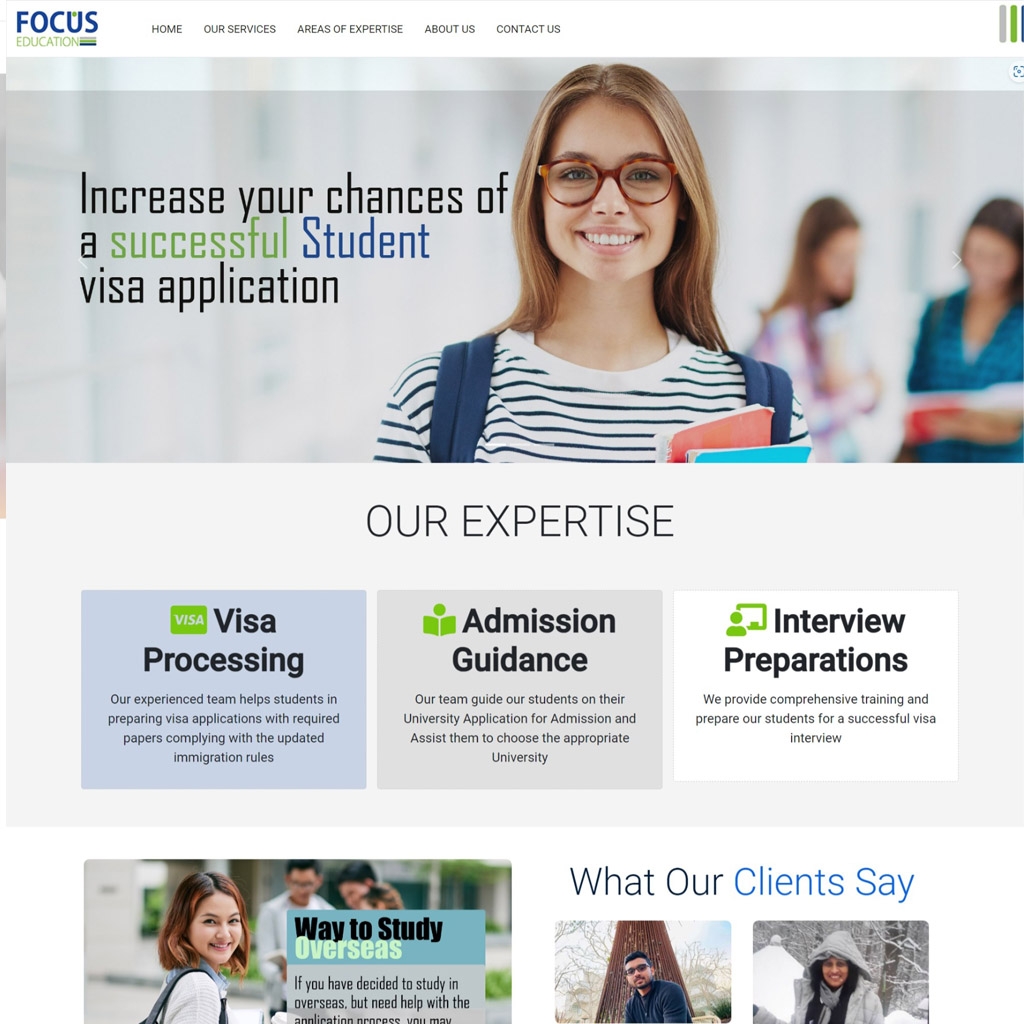 Focus Education Pvt Ltd Visa Consultancy Company- New Website Development