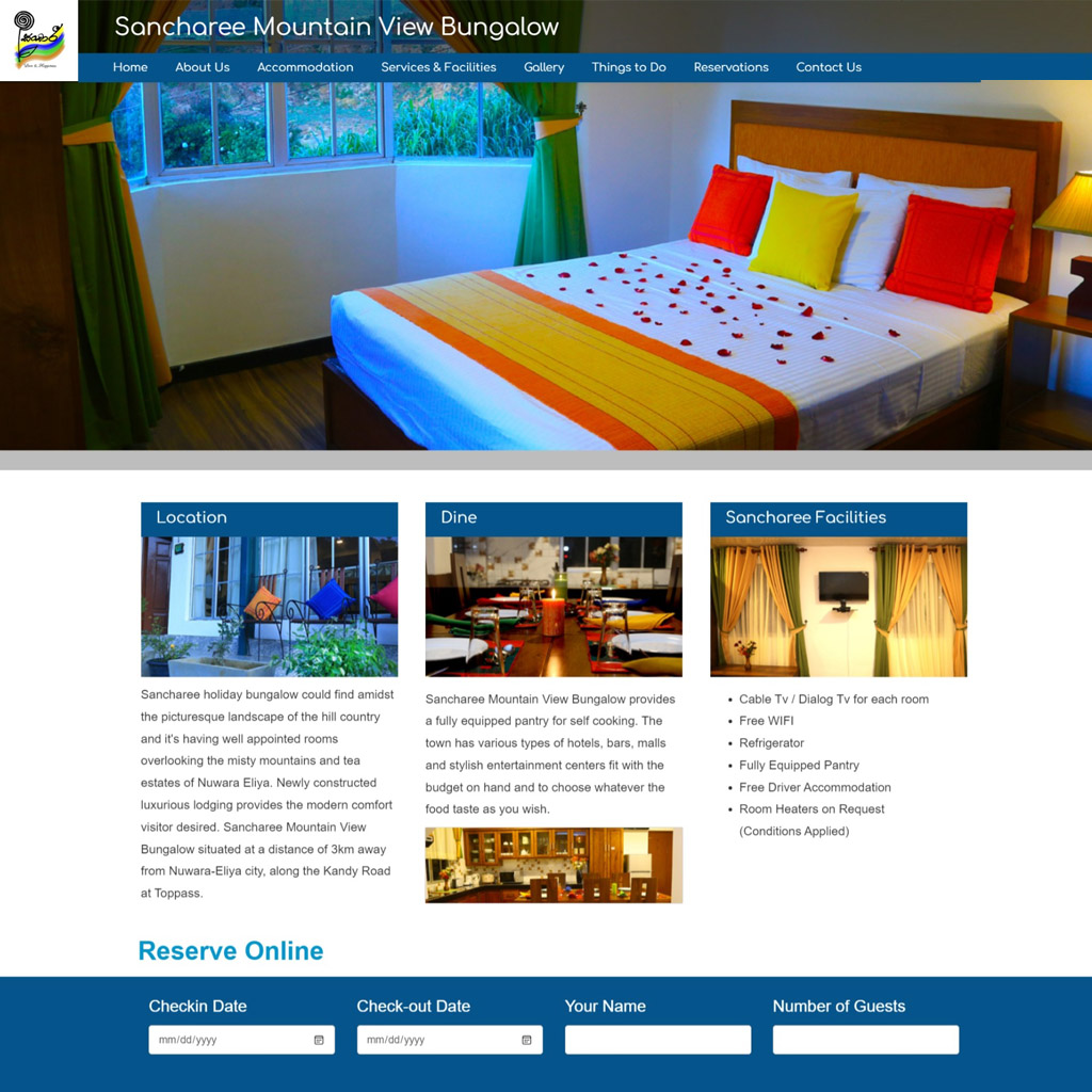 Sancharee Holiday Bungalow Nuwaraeliya - New Website Design