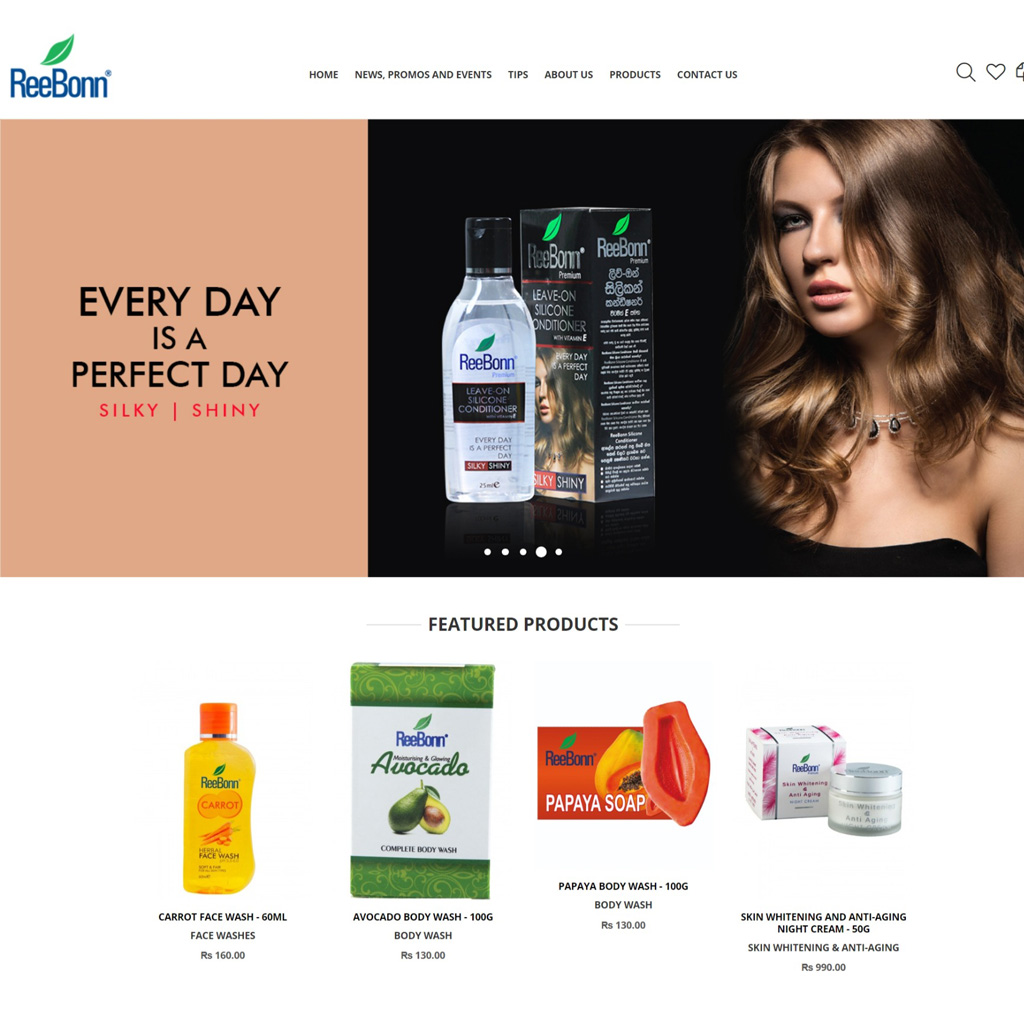 ReeBonn Lanka (Pvt) Ltd Cosmetics Manufacturing Company - New Website Design