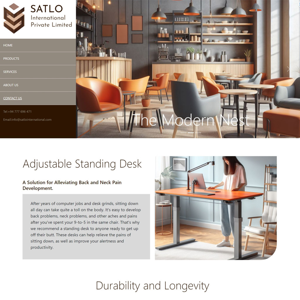 Satlo International Pvt Ltd Furniture Manufacturing Company - New Website Design