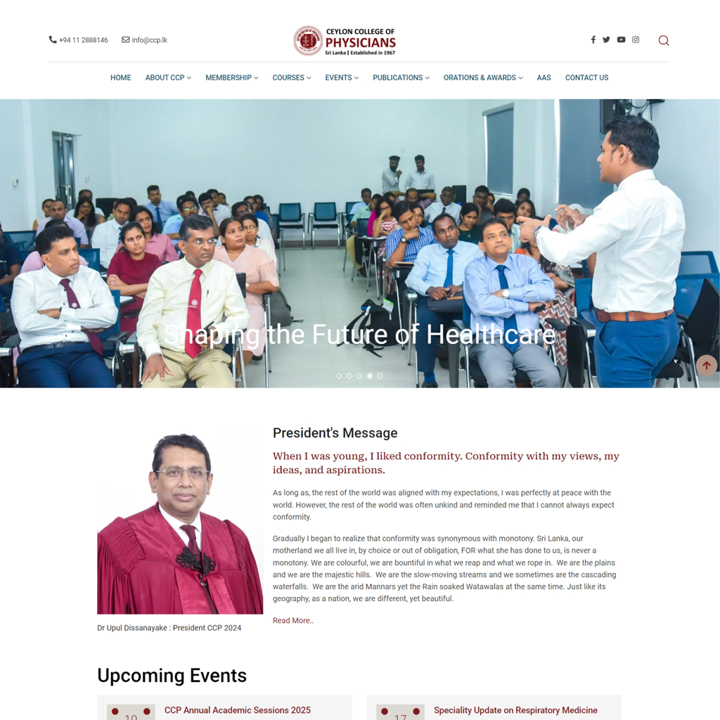 WordPress Website for the Ceylon College of Physician