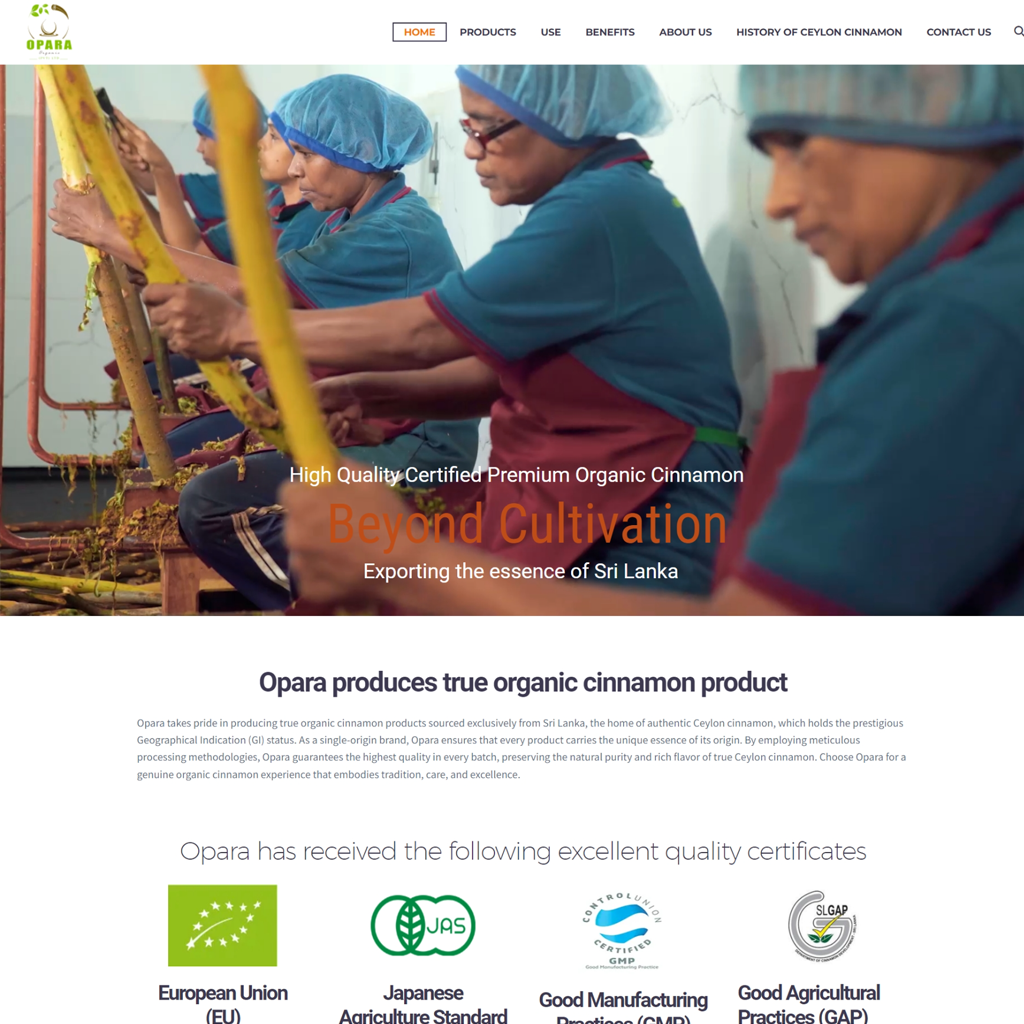 WordPress Website for The Opara Organic Cinnamon Exporting Company